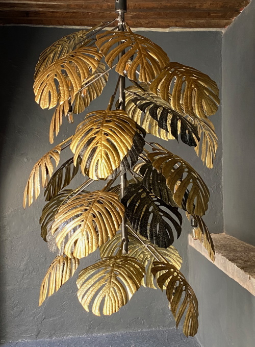 Black And Gold Tropical Leaf