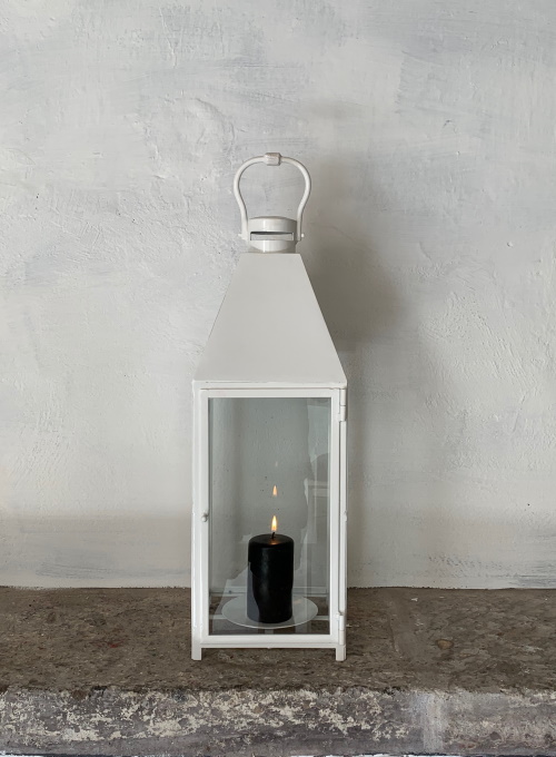 Symi Lantern in White Powder Coat